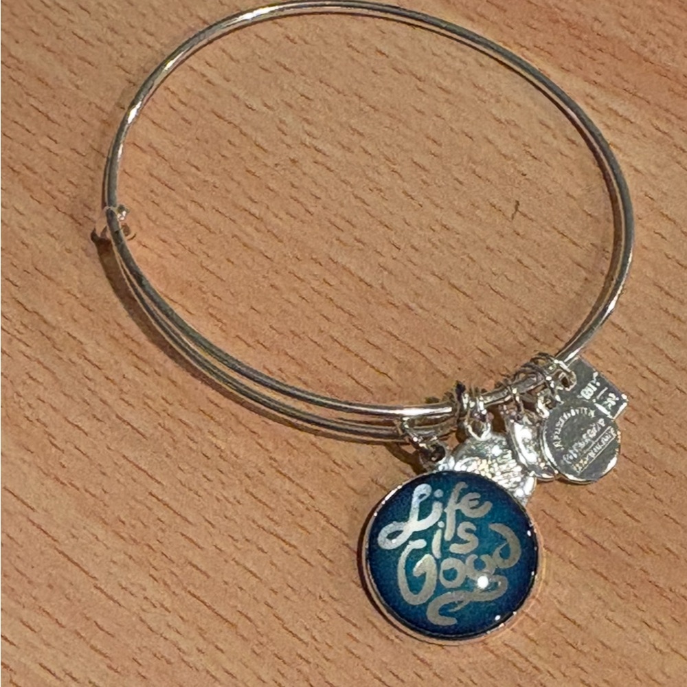 Alex and Ani Silver Bracelet with Blue Charm. Life is Good. Brand new